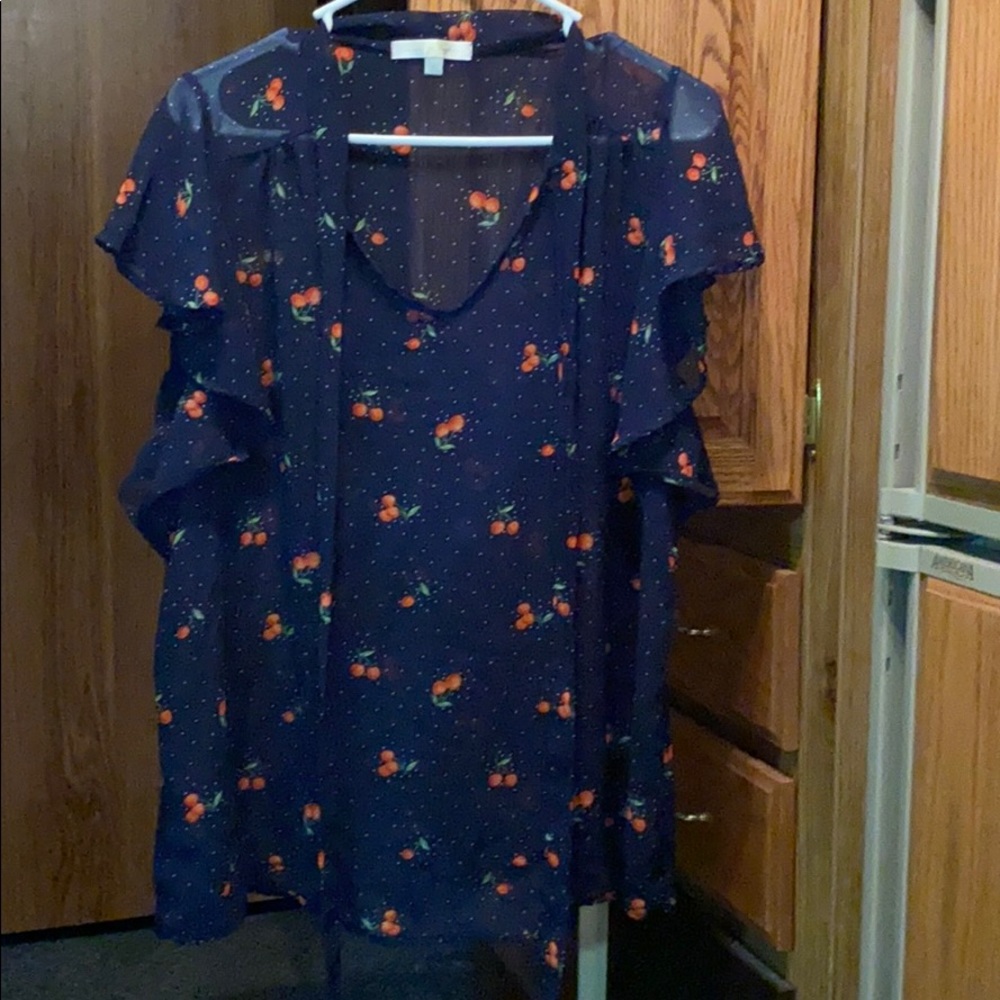 Blue with cherries blouse